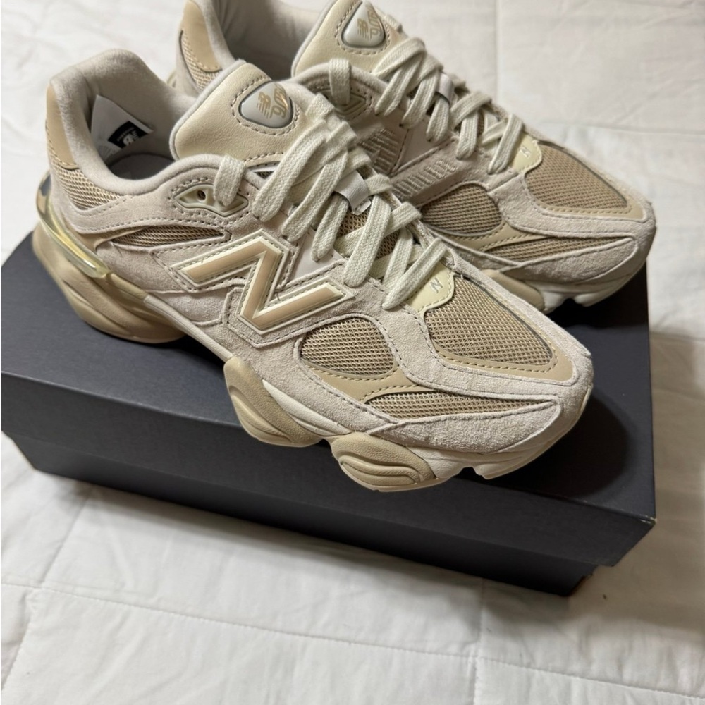 New Balance Beige and White Lifestyle Sneakers